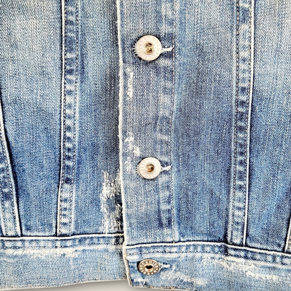 AG Adriano Goldschmied Distressed Denim Jean Jacket Medium - Picture 5 of 14